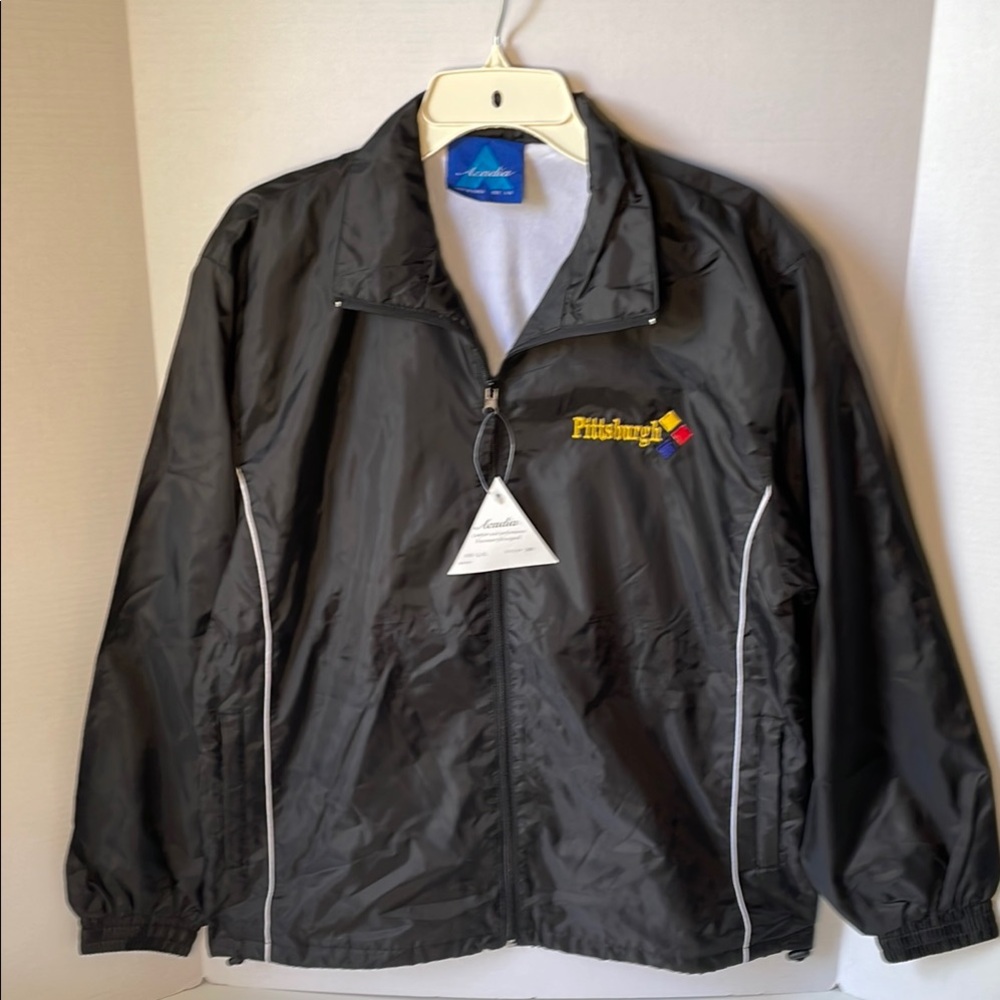 Acadia  Men's Large Pittsburgh Black  Windbreaker NWT